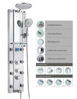 Blue Ocean Thermostatic Shower Panel with Mirror and Shelf