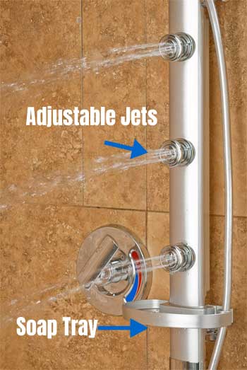Adjustable Shower Massage Jets on Pulse Shower Spa
