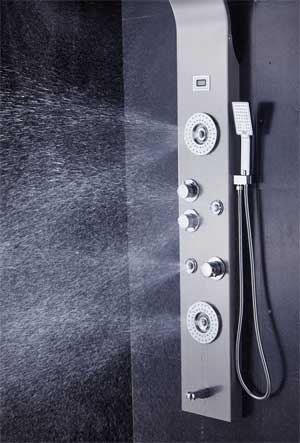 4 Adjustable Body Jets on Stainless Steel Brushed Nickel Modern Shower Panel