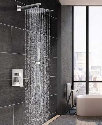 Esnbia Wall-Mounted Rainfall Shower System in Brushed Nickel Finish