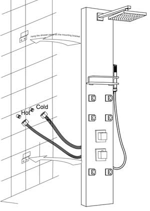 How to Install Shower Panel with Hanging Wall Brackets and Connecting Hot and Cold Water Lines