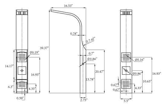 Multi Function Shower Panel Dimensions for Installation