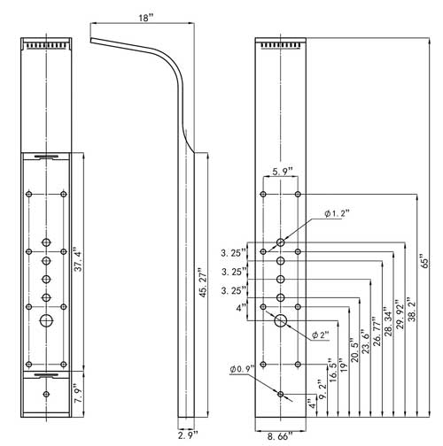 Perfetto Shower Dimensions, Measurements and Installation Layout