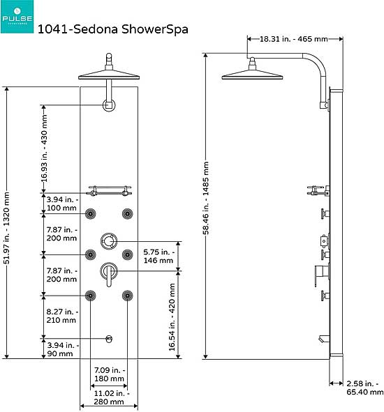 Sedona Shower Spa Dimensions and Measurements