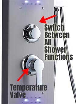Simple Shower Panel Valves for Temperature and Sprayer Adjustment