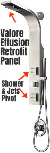 Valore Effusion Retrofit Spa-Style Panel with Jets that Pivot