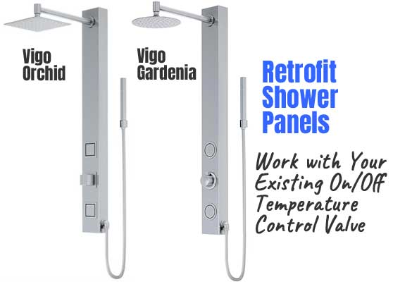 Vigo Orchid and Gardenia Shower Panels Work with Your Existing On/Off Temperature Control Valve for Quick Installation